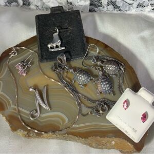 VINTAGE STERLING SILVER LOT OF 8 PC,Turtle Set needs Cleaning.